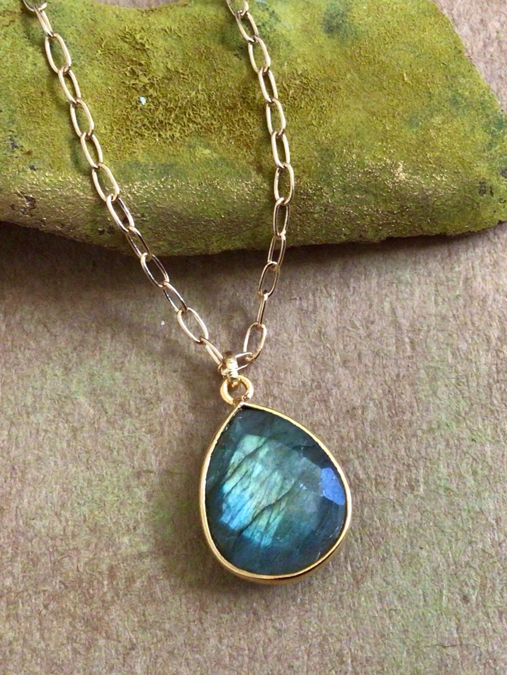 Natural Labradorite Aquamarine Sundance Charm Necklace SALE